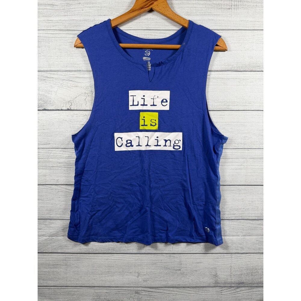 Impact Jillian Michaels Women's XL Blue Life Is Calling Graphic Tank Top 1308